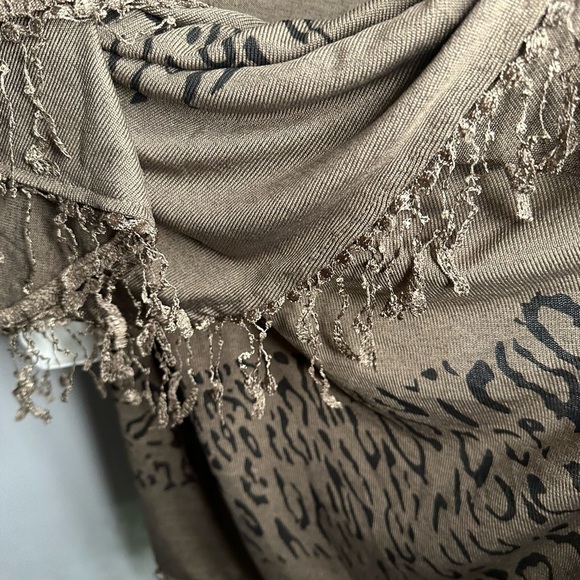 Papillon Vest Animal Print Brown Wrap Shawl Large - Picture 7 of 9